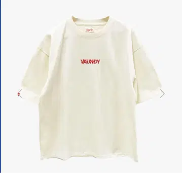 VAUNDY 로고 자수 T셔츠 크림 사이즈XL