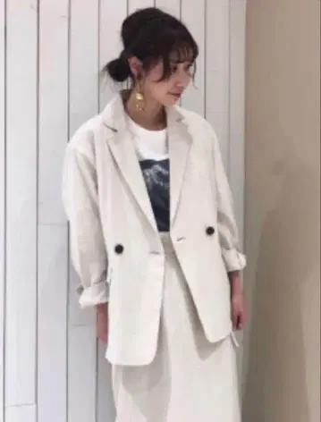 아이보리 린넨 테일러드 자켓