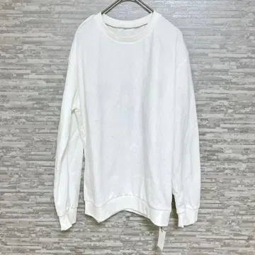 새상품 미사용 레카 면 100% 화이트 무지 긴팔 풀오버 F 사이즈 심플