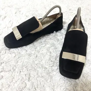 세르지오로시 sr1 slipper 무스탕 슬립온 보아 플레이트 네이비