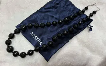 AGATHA 블랙 비즈 목걸이 약 80cm