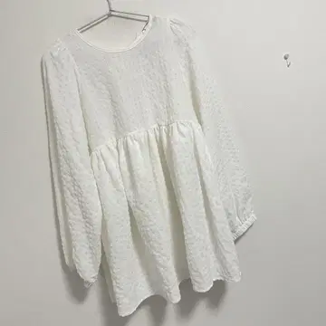 지라 전후 2WAY 리본 페플럼 자카드 튜닉 블라우스