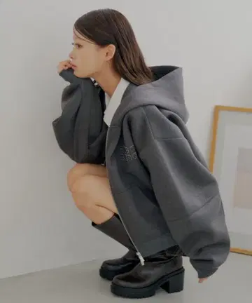 Chico W 지퍼 볼륨 슬리브 후드 후드티 여성용