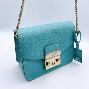 FURLA 훌라 터콰이즈 블루 가죽 숄더백
