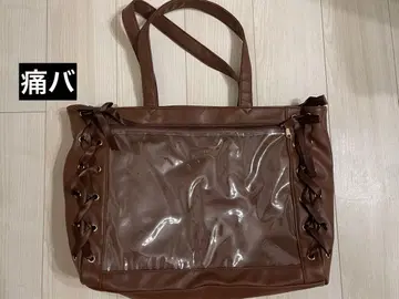 이타백 브라운 토트백 투명 디자인