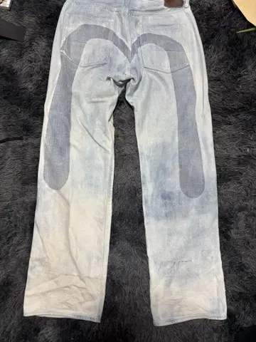에비수 데님 36 x 36 화이트 데님 배기 라메 가공