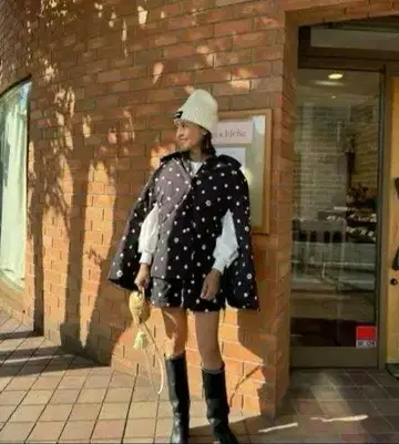 2세트 로지몬스터 플라워 도트 퀼팅 케이프 블랙