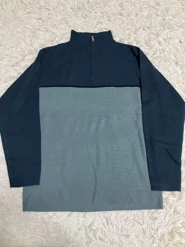 레어 미사용 새상품 유니클로 히트텍 라인 스웨터 하프 지퍼 블루 L