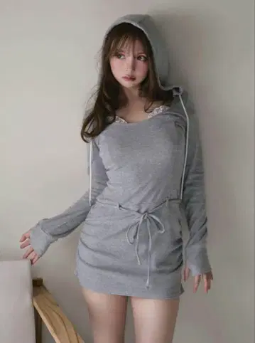 Andmary Elsa lace mini dress gray
