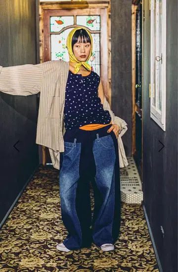 새상품 niko and - MODE NORM CORE 데님 패치워크 팬츠