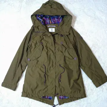 새상품급 AIGLE 마운틴 후드티 M 올리브 체크 무늬