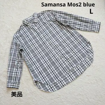 Samansa Mos2 체크 오버 사이즈 긴팔 셔츠 L