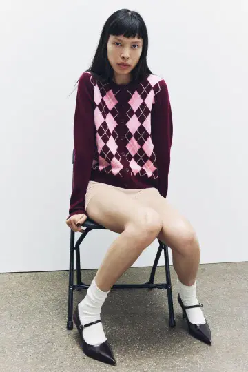 아가일 무늬 니트 가디건