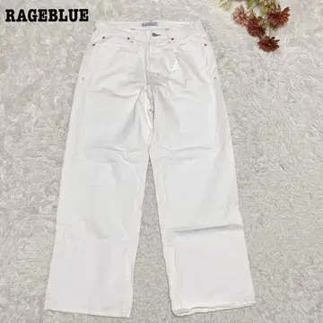 s.1194 [레이지 블루] 남성용 화이트 와이드 데님 팬츠 M 사이즈