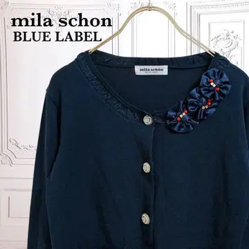 [미라숀] 니트/가디건 [S] 네이비 무지 리본/비즈 긴팔