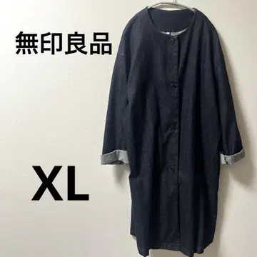 [새상품급] 무인양품 노카라 데님 롱 코트 XL 빅 사이즈