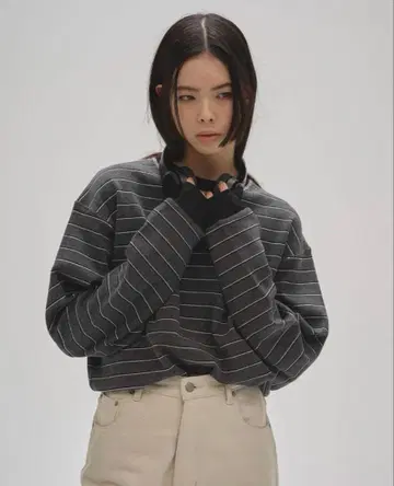 todayful Border Long T-shirts 그레이