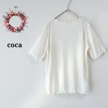 택 포함 새상품 coca 코카 프릴 상의 티셔츠 리브 소재 메로우 M
