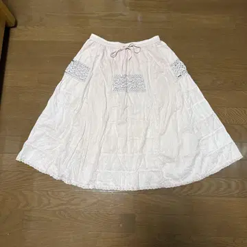 연한 핑크 코튼 롱 스커트