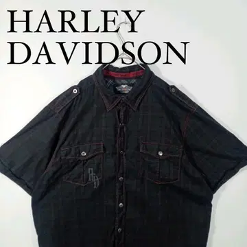 HARLEY DAVIDSON 반팔 체크 셔츠 버튼 다운 XL