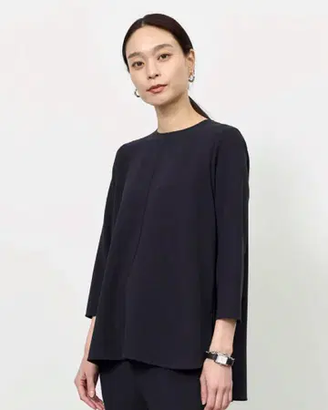 SOEJU 소주 A라인 튜닉 블라우스 셔츠 네이비 M 일본제