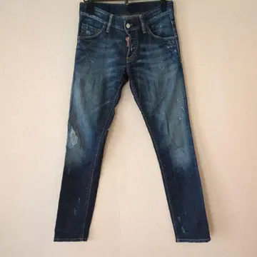 DSQUARED2 데미지 가공 다크 블루 슬림핏 데님 42