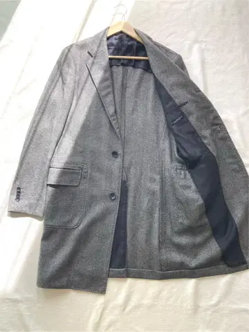 ONLY 트위드 캐시미어 블렌드 체스터 코트 차콜 그레이 LL