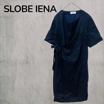 [슬로브 이에나] SLOBE IENA 네이비 반팔 원피스 린넨 100%