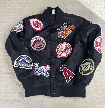 마제스틱 바시티 자켓 MLB 와펜 M 사이즈 블랙