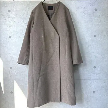 [ KBF ] 노카라 롱 코트 랩 코트 모카 브라운