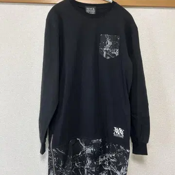 BLVCK FLAME 블랙 마블 패턴 긴팔 티셔츠 사이즈 M