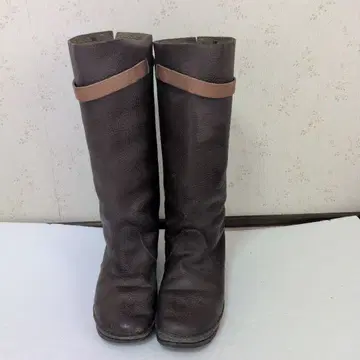 koos 다크 브라운 가죽 롱 부츠