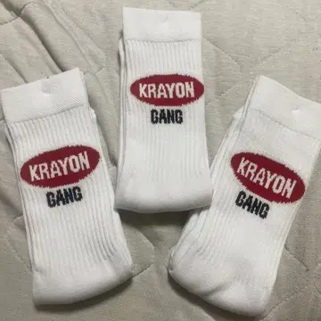 Krayon Gang 화이트 양말 3족 세트
