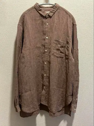 네스트로브 컨팩트 린넨 스트라이프 버튼 다운 셔츠 브라운 mix