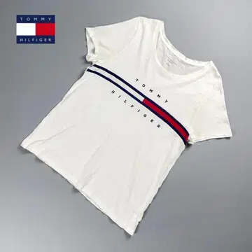 타미힐피거 로고 프린트 T셔츠 화이트 사이즈 L*QC1194