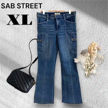 서브 스트리트 [XL] 빈티지 데님 부츠컷 롱 레그 효과 구제 의류