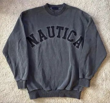 NAUTICA 로고 자수 맨투맨 트레이닝복 그레이
