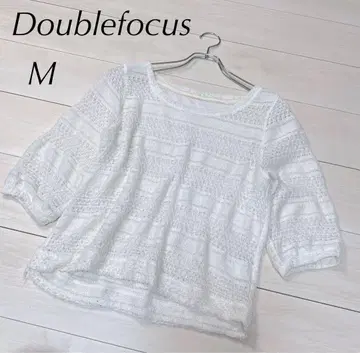 Doublefocus 레이스 블라우스 (M) 티셔츠 아이보리색 비침 있음