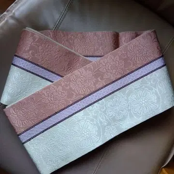 하카타 오비 꽃무늬 반폭 오비 핑크 크림