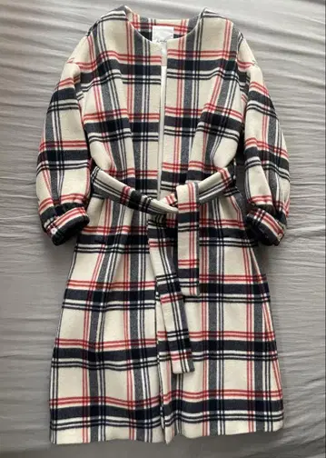 limitless luxury 체크 무늬 노카라 롱 코트 F 사이즈