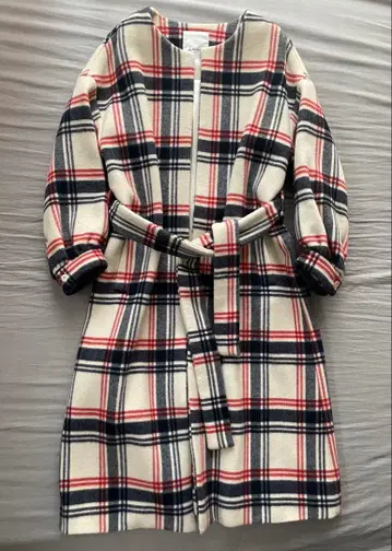 limitless luxury 체크 무늬 노카라 롱 코트 F 사이즈