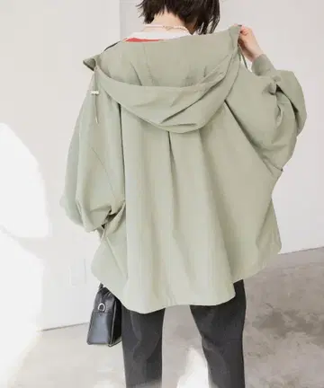 BONLECILL 볼륨 슬리브 판초 라이크 곰 마운틴 후드티 카키