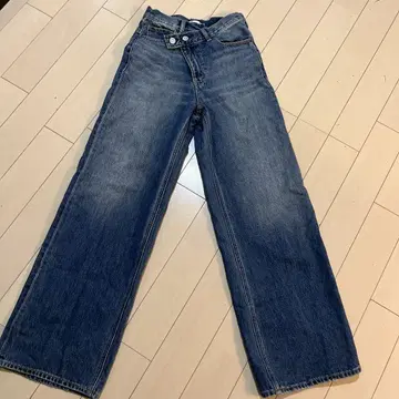 와이드 레그 데님 다크 블루