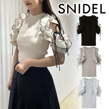 snidel 플리츠프릴 니트 풀오버