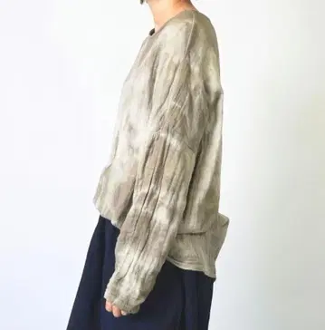 UZUiRO 넉넉한 거즈 롱 T / 카키 얼룩