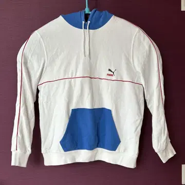 PUMA 후드 부착 후드티 XL 화이트/블루