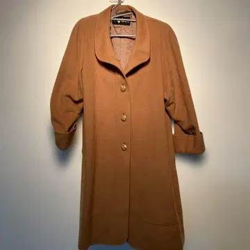 여성용 롱 코트 카멜색 롱 코트 장식 버튼 포함