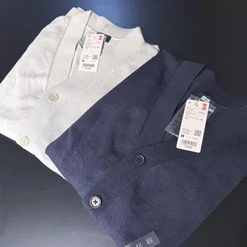UNIQLO 유니클로 니트 V넥 가디건 M 네이비 그레이