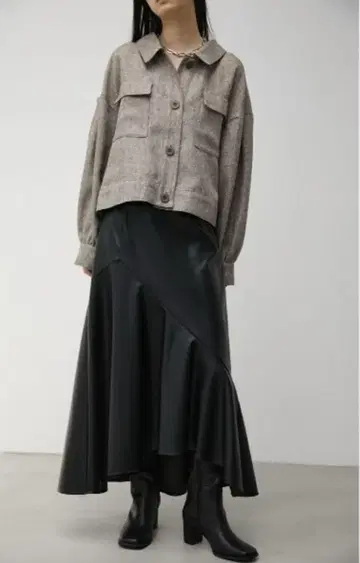 새상품 인조 가죽 머메이드 스커트 블랙