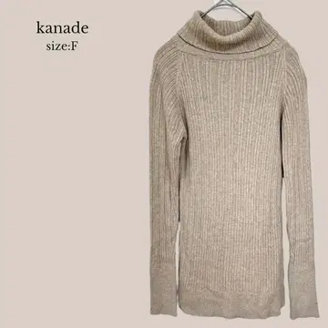 kanade 터틀넥 스웨터 긴팔 면 100% 베이지 MUJI